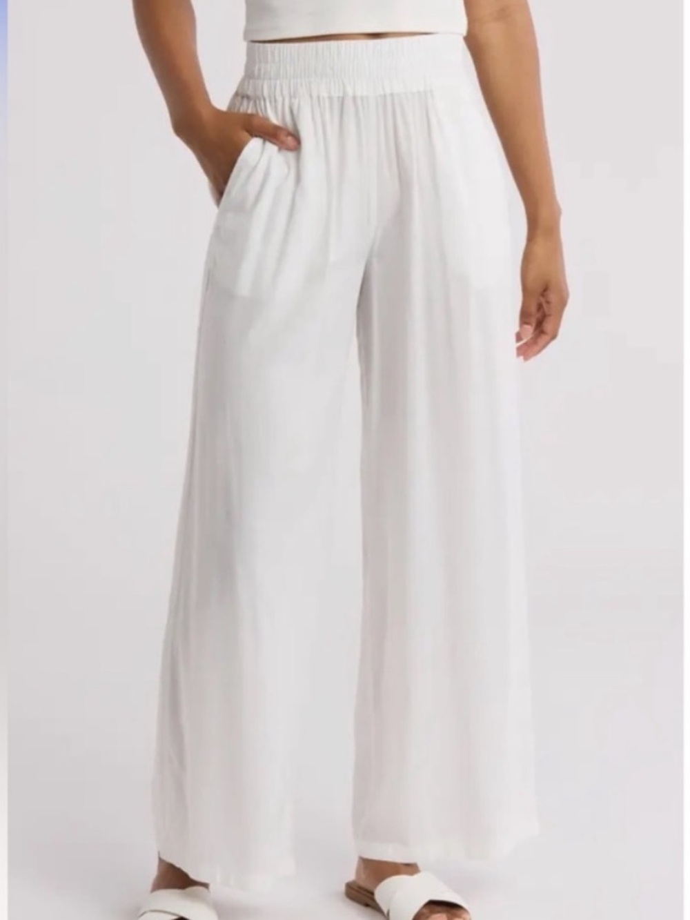 Billabong XSmall Pants Seaside Beach Salt Crystal white pockets wide leg NWT
